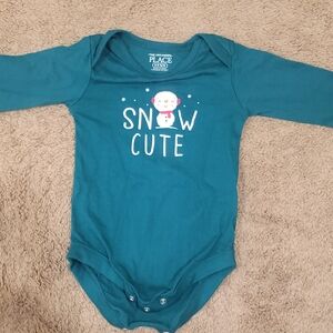 The Children's Place Teal Snowman Baby Bodysuit